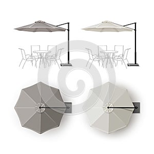 Set of Patio Outdoor Restaurant Round Umbrella