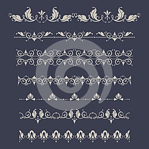 Set of pattern brush. Classic floral borders