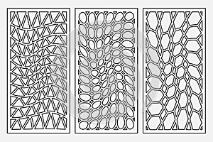 Set pattern geometric ornament. Card for laser cutting. Element decorative design. Geometric pattern.