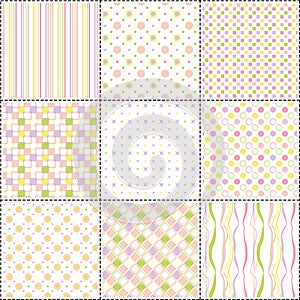 Set of patterns with flower, stripe and shape