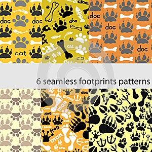 Set of patterns with footprints and bones