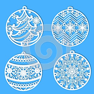 A set of patterns for laser cutting. Christmas balls.