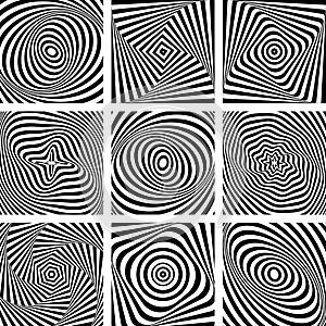 Set of patterns in op art design.