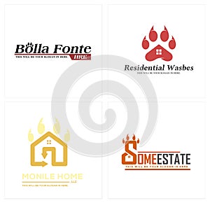 Set of paw home animal logo design