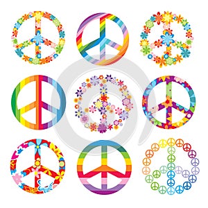 Set of peace symbols