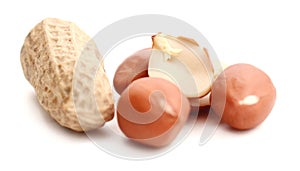 Set of peanuts isolated on the white background.