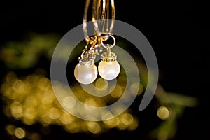 Set of pearl earrings. Background, cute