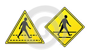 Set of pedestrian crossing signboard. Crosswalk sign.  Illustration vector