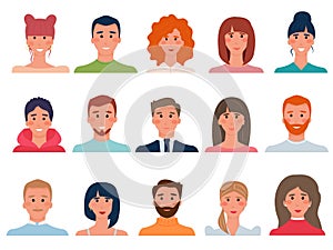 Set of people avatars in flat style