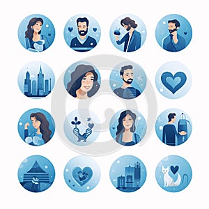 Set of people avatars icons in flat style. Vector illustration