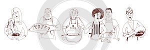Set of people baking vector illustration
