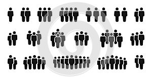 Set of People. Collection web icons people. Silhouettes business people, teamwork, team, group, black color. Vector