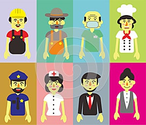 Set of people of different professions, career characters design, Labor Day, cartoon flat-style vector illustration