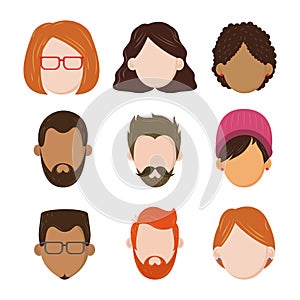 Set of people faceless characters cartoons