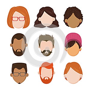 Set of people faceless characters cartoons photo