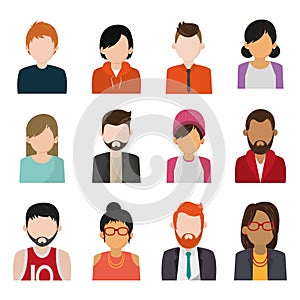 Set of people faceless characters icons photo