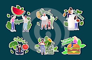 set people holding different vegetables and fruits healthy lifestyle vegan fresh raw food vegetarian concept full length