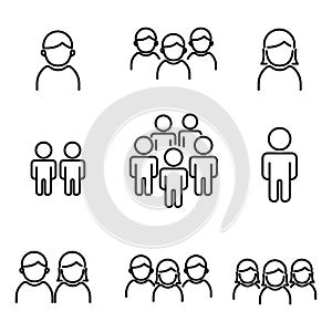 Set of people icon with linear style