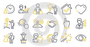 Set of People icons, such as Business growth, Clean shirt, Income money symbols. Vector