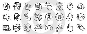 Set of People icons, such as Charging app, Award app, Hand click. Vector