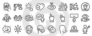 Set of People icons, such as Face biometrics, Consulting business, Love ticket. Vector