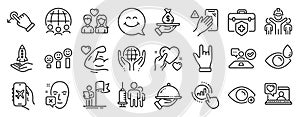 Set of People icons, such as Global business, Drag drop, Farsightedness. Vector photo