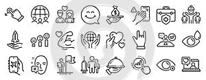 Set of People icons, such as Global business, Drag drop, Farsightedness. Vector