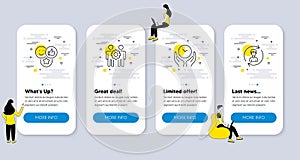 Set of People icons, such as Like, Safe time, Employees teamwork. Vector
