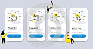 Set of People icons, such as Search people, Launch project, Touchpoint. Vector