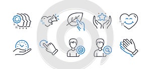 Set of People icons, such as Smile face, Employees teamwork, Ranking. Vector