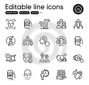 Set of People outline icons. Contains icons as Painter, Baggage app and Chat app elements. For website. Vector