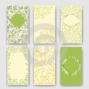 Set of perfect wedding templates with green floral theme. Ideal for Save The Date, baby shower, mothers day, valentines