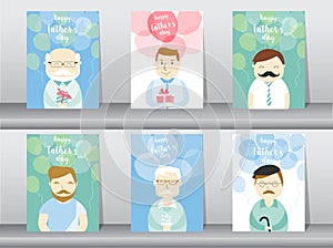 Set of person desing for happy father`s day card ,poster,template,greeting cards,people,men,dady,Vector illustrations