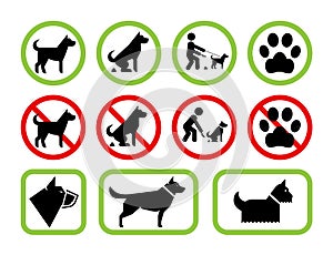 Signs of restriction and permission regarding pet dogs photo