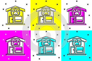 Set Pet grooming icon isolated on color background. Pet hair salon. Barber shop for dogs and cats. Vector