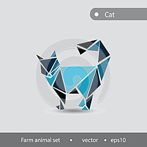 Set of pets from the farm.cat abstract illustration of farm animals, flat image