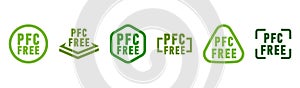 Set of PFC Free Sign. PFC is prohibited, a perfluorinated compound.