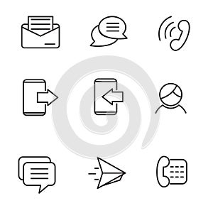 Set of phone, messaging and chat icon related with simple line design