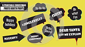 Set of photo booth props vector illustration. Christmas party collection