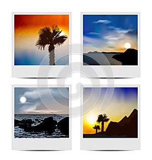 Set photo frames with beaches