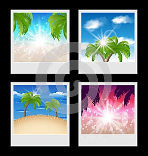 Set photo frames with beaches