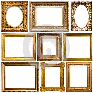 Set of photo frames on white