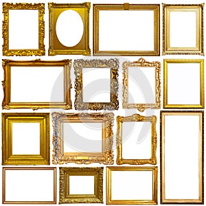 Set of photo frames on white