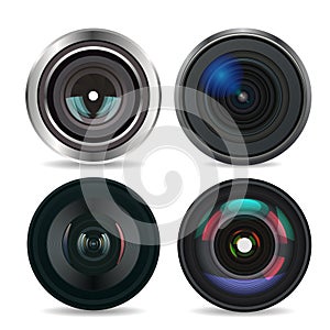 Set of Photo Lens isolated on white background