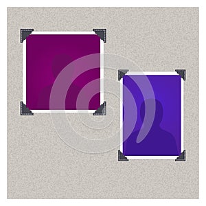 Set of photoframes with silhouette on a grey background