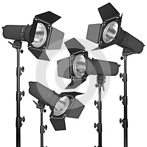 Set of photographic flash or spotlight