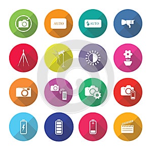 Set of photography icons in flat design set 2