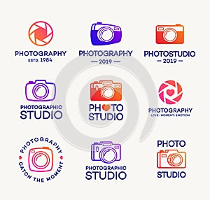 Set of photography and photo studio logo
