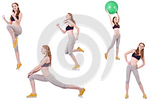 Set of photos with model and swiss ball