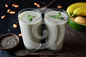 Delicious and Healthy Avocado and Banana Smoothie with Chia Seeds